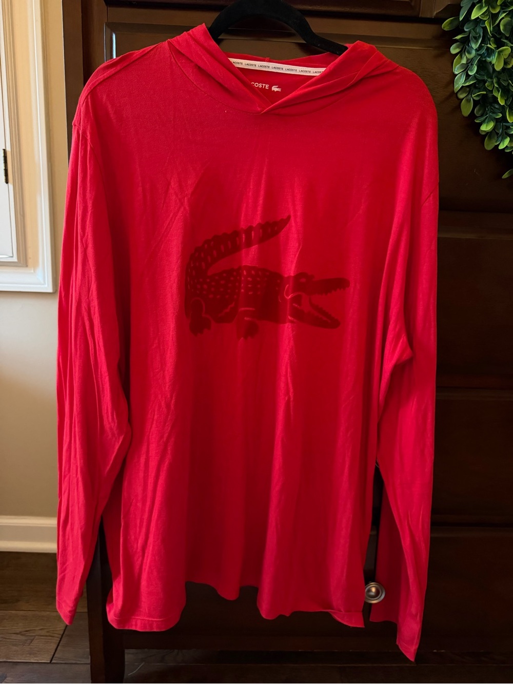 Lacoste Red Sleepwear Tee with Crocodile Logo